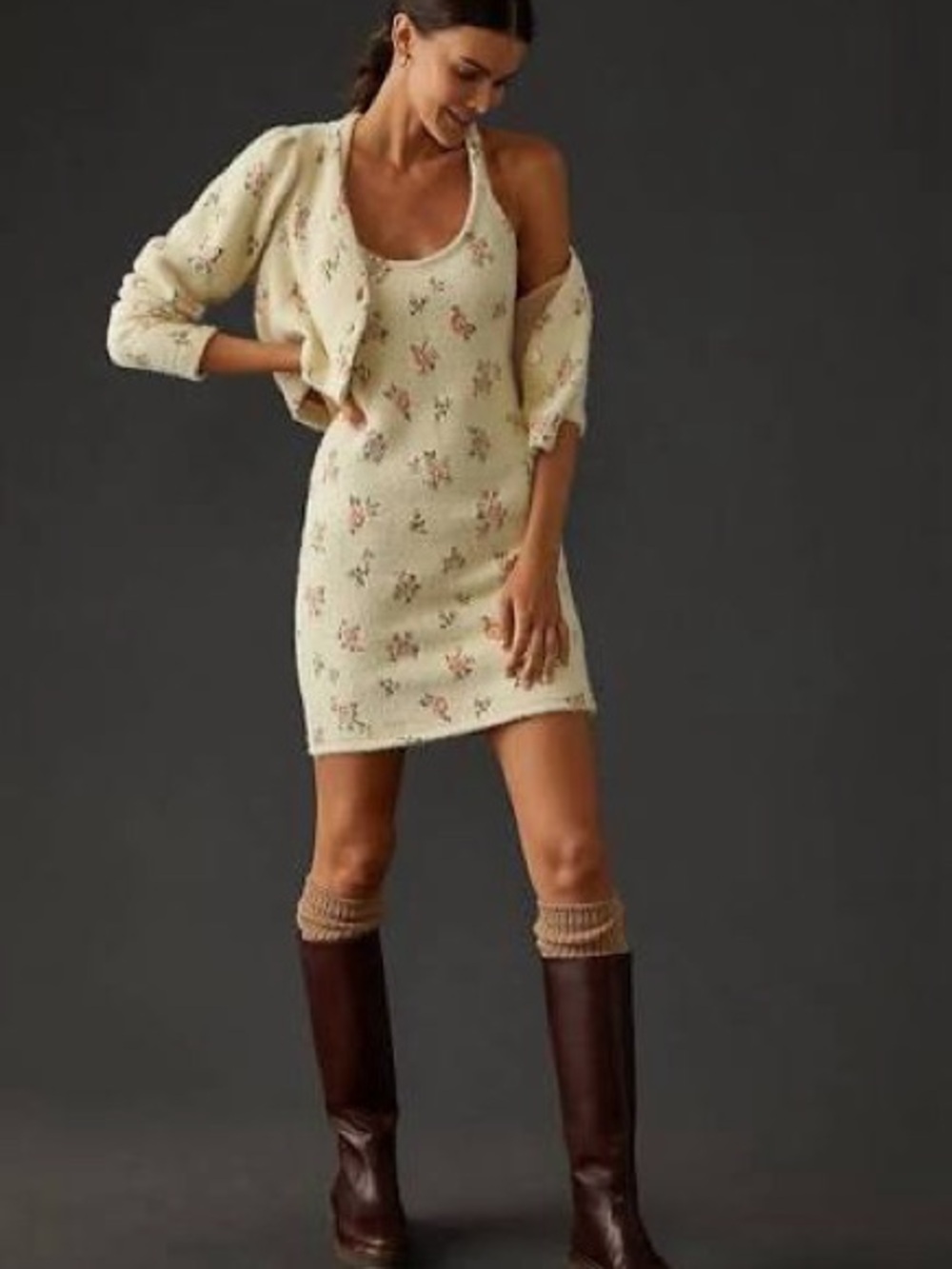 Anthropologie Daily Practice Lounge Dress and Sweater Set